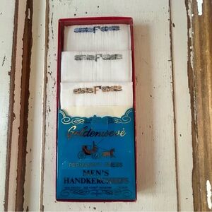 NOS Vintage Goldenweve Men’s Hankerchiefs Set of 3 Cotton Poly Embroidery